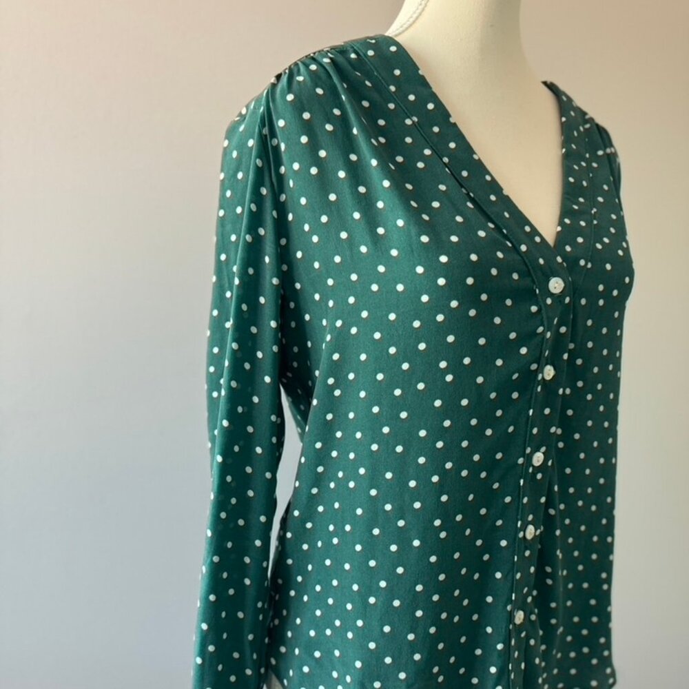Amour Vert 100% Silk Polka Dot Blouse Size Small